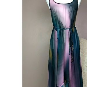 Grecian sheer flowy dress with multi way belt